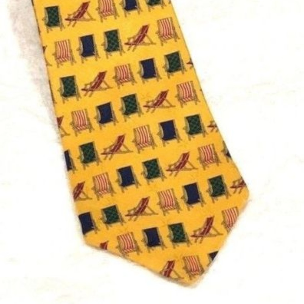 Tommy Hilfiger Mens 100% Silk Neck Tie Yellow Beac
